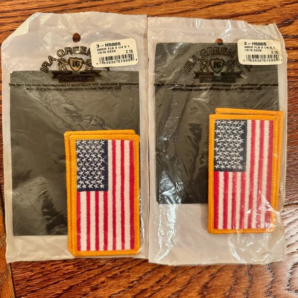 NWT American Flag Patches 4 Reverse Army Uniform IRA GREEN 3 1/4 X 1 13/16 VTG - Picture 2 of 10